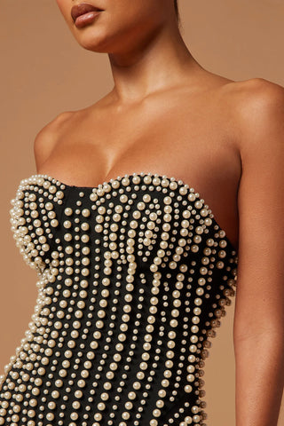 PEARL Embellished Mini Dress-Meeba &amp; Mae