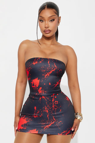 Crimson Veil | Blood Splatter Mini Dress