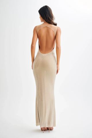 JADA Rhinestone Embelished Open-Back Maxi Dress-Meeba &amp; Mae