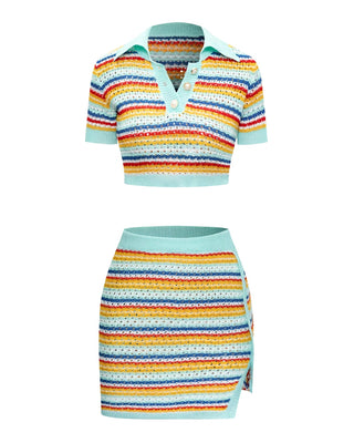 AZARIA Striped Knitted Two-piece Set-Meeba &amp; Mae