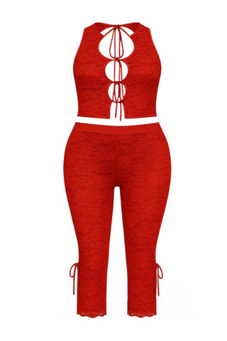 CLARA Cutout Lace-Up Top & Capri Pants Set-Meeba &amp; Mae