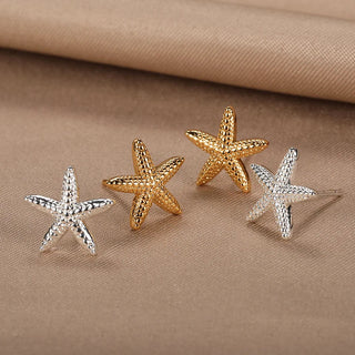 Stainless Steel Starfish Stud Earrings-Meeba &amp; Mae