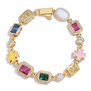 Premium Gold Plated Zircon Colored Rhinestone Bracelet