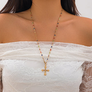 FELIX - BEADED CROSS NECKLACE