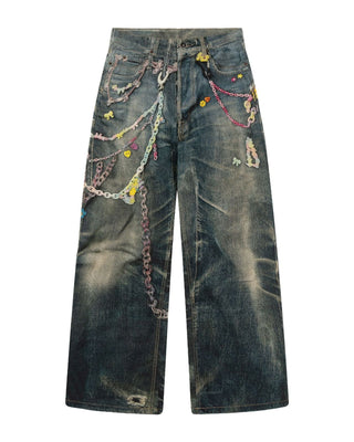 SAFFRON Candy Chain 3D Print Jeans-Meeba &amp; Mae