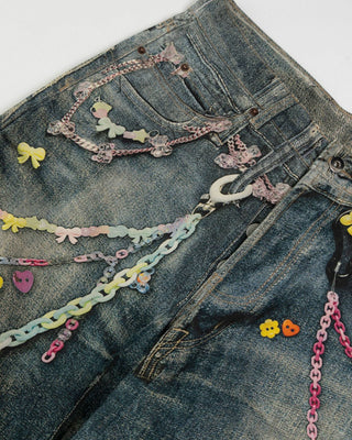 SAFFRON Candy Chain 3D Print Jeans-Meeba &amp; Mae