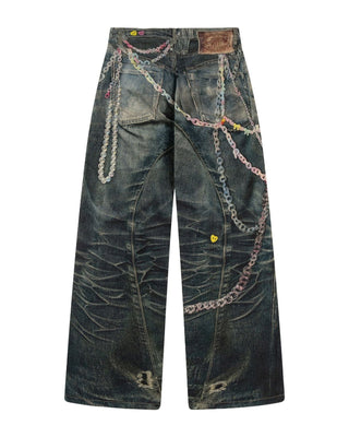 SAFFRON Candy Chain 3D Print Jeans-Meeba &amp; Mae