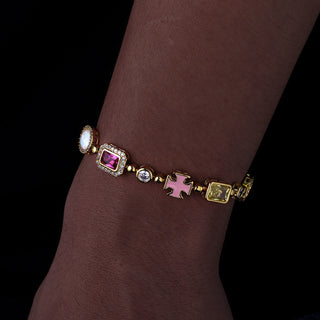 Premium Gold Plated Zircon Colored Rhinestone Bracelet