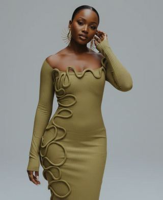 CARAMINA Sculptural Loop Maxi Gown