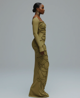 CARAMINA Sculptural Loop Maxi Gown