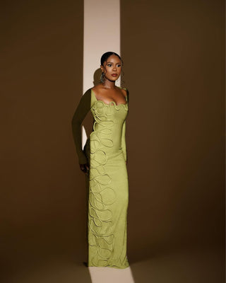 CARAMINA Sculptural Loop Maxi Gown