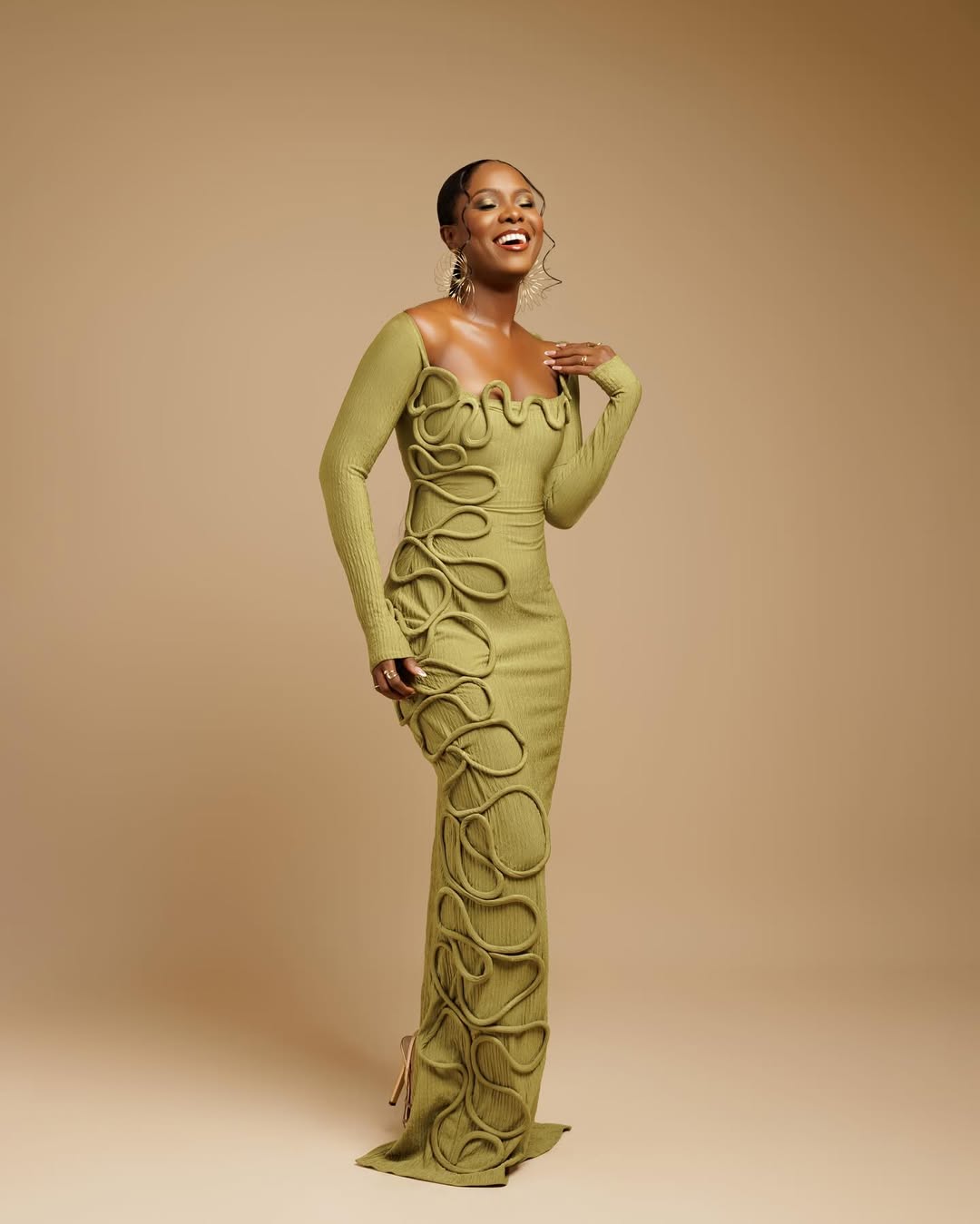 CARAMINA Sculptural Loop Maxi Gown