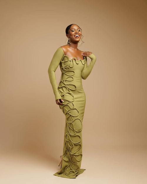 CARAMINA Sculptural Loop Maxi Gown