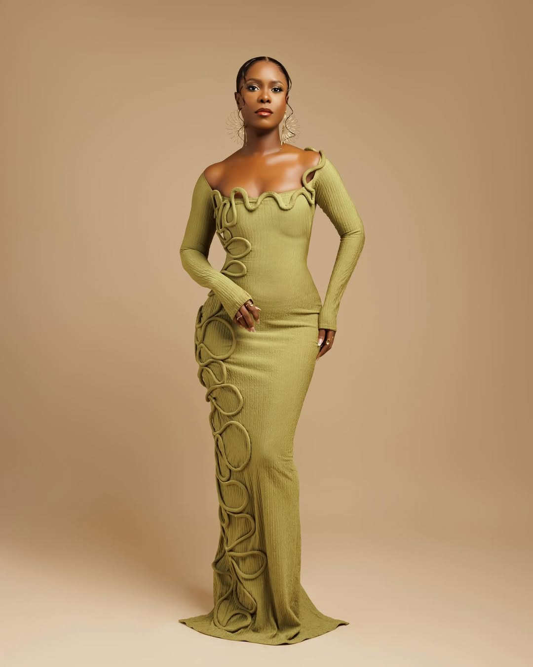 CARAMINA Sculptural Loop Maxi Gown