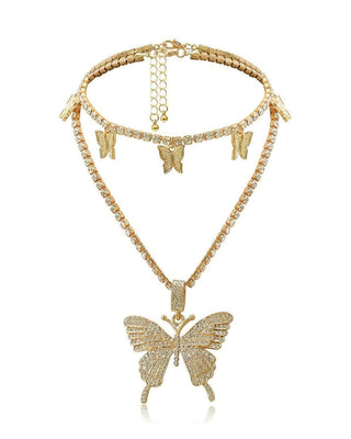 LILA Butterfly Layred Necklace-Meeba &amp; Mae