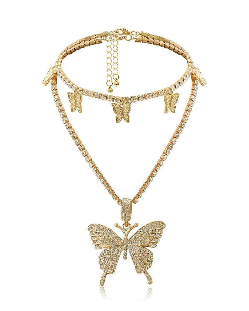 LILA Butterfly Layred Necklace-Meeba &amp; Mae