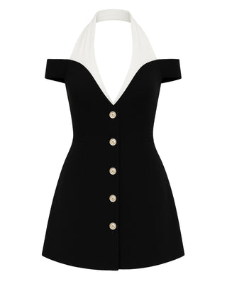 KATHERINE Off-Shoulder Halter Mini Dress-Meeba &amp; Mae