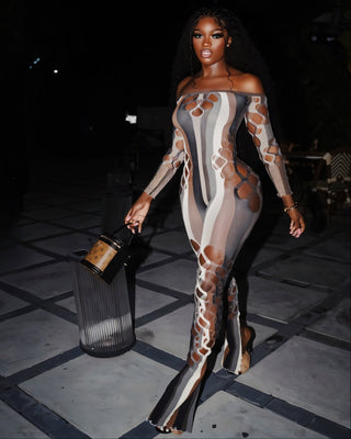 GLORIA Striped Cut-out Jumpsuit-Meeba &amp; Mae