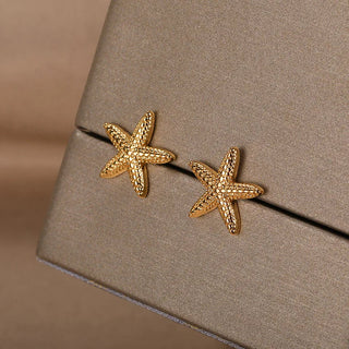 Stainless Steel Starfish Stud Earrings-Meeba &amp; Mae
