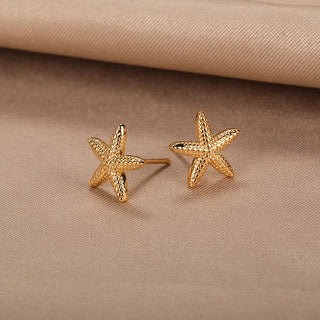 Stainless Steel Starfish Stud Earrings-Meeba &amp; Mae