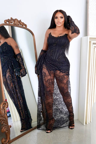 IMANI Corset Lace Maxi Dress Set-Meeba &amp; Mae