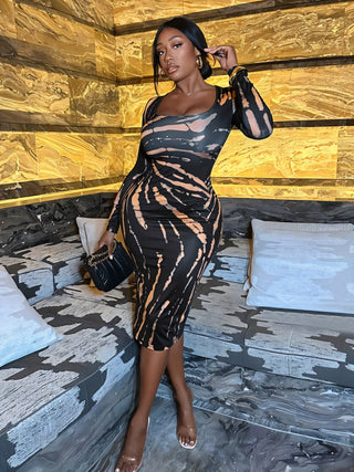 TRIXIE Tie Dye Bodycon Midi Dress-Meeba &amp; Mae