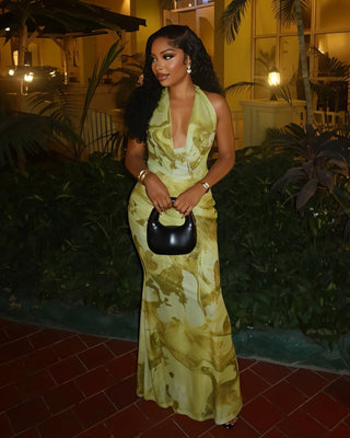 NUVIA Abstract Print Halter Maxi Dress-Meeba &amp; Mae