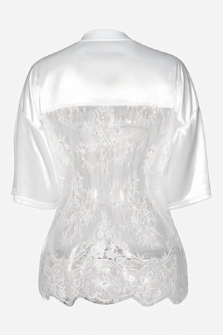 TAYLOR V-neck Oversized Lace Jersey Top-Meeba &amp; Mae