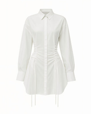 ALEXANDRA Corset Waist Button-Up Shirt Dress-Meeba &amp; Mae