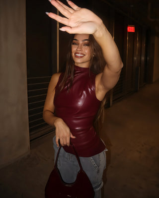 MABEL - LEATHER DRAPED TOP