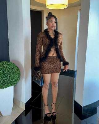 JADE Trimmed Faux Fur Leopard Set-Meeba &amp; Mae