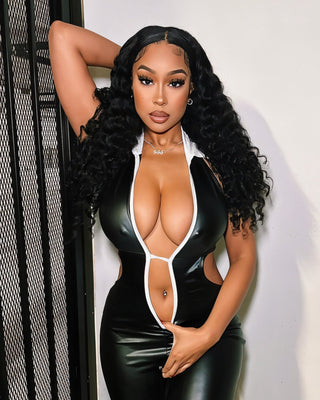 RAQUEL Faux Leather Jumpsuit-Meeba &amp; Mae