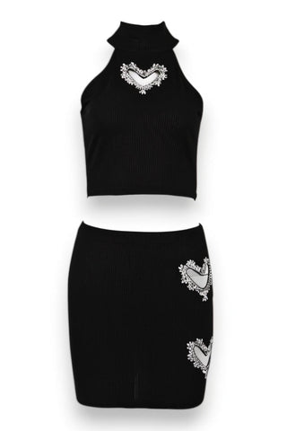 AMELIE Diamond Heart Top & Skirt Set-Meeba &amp; Mae