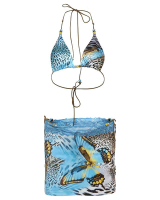 VICTORIA Beaded Leopard & Butterfly Print 3-Piece Bikini Set-Meeba &amp; Mae