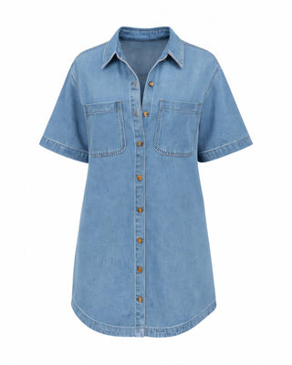 IDONY Denim Button-Up Shirt Dress-Meeba &amp; Mae