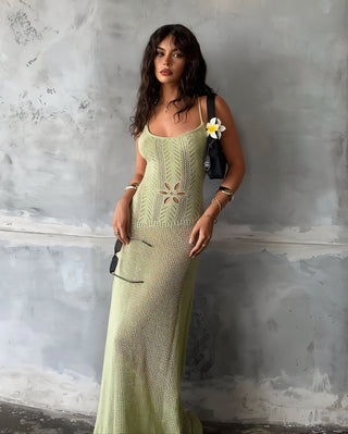 VIORA Knit Cutout Maxi Cover-up Dress-Meeba &amp; Mae