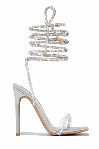 KYLIE Diamante Lace Up Square Toe High Heels-Meeba &amp; Mae