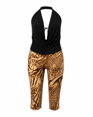 DENISE Plunge Halter Top & Capri Pants Set-Meeba &amp; Mae