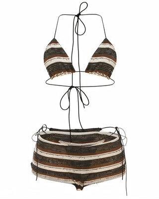 MAUREEN Striped Knit 3-Piece Bikini Set-Meeba &amp; Mae