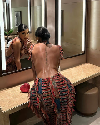 LOLA High Neck Textured Midi Dress-Meeba &amp; Mae