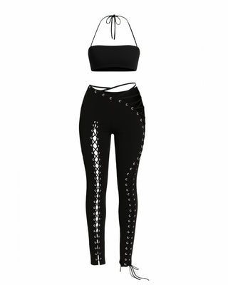 SORELA Crop Top & Lace-up Pants Set