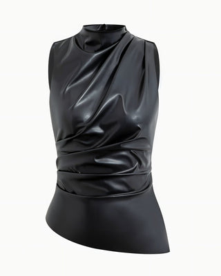 MABEL - LEATHER DRAPED TOP