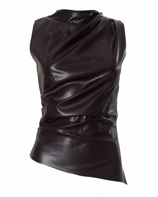 MABEL - LEATHER DRAPED TOP