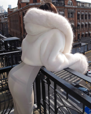 EZRA Plush Oversized Faux Fur Hooded Jacket