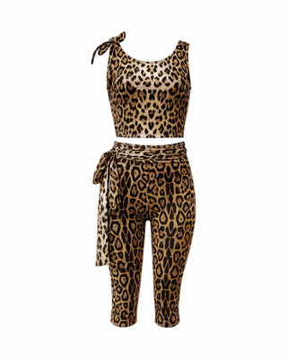 BEYA One-Shoulder Bow Tie Crop Top & Capri Pant Set-Meeba &amp; Mae