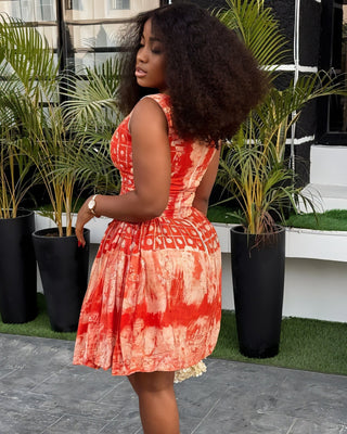 AITHRA Sunset Flare Mini Dress-Meeba &amp; Mae