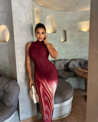 SYLVIE Swirl Pattern Maxi Dress-Meeba &amp; Mae