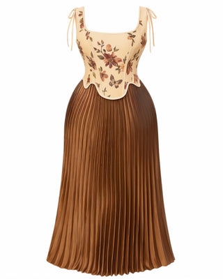 MASINA Floral Print Corset & Pleated Maxi Skirt Set-Meeba &amp; Mae