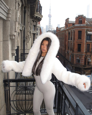 EZRA Plush Oversized Faux Fur Hooded Jacket