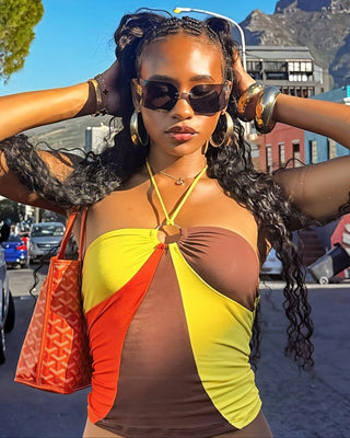 INDIE Geometric Ring Detail Halter Top & Shorts Set-Meeba &amp; Mae